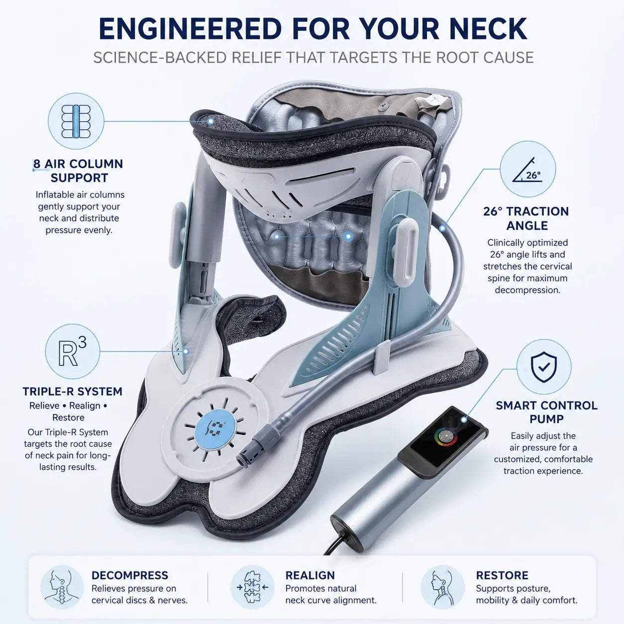 SpineEase™ Cervical Traction Device — At-Home Neck Decompressor