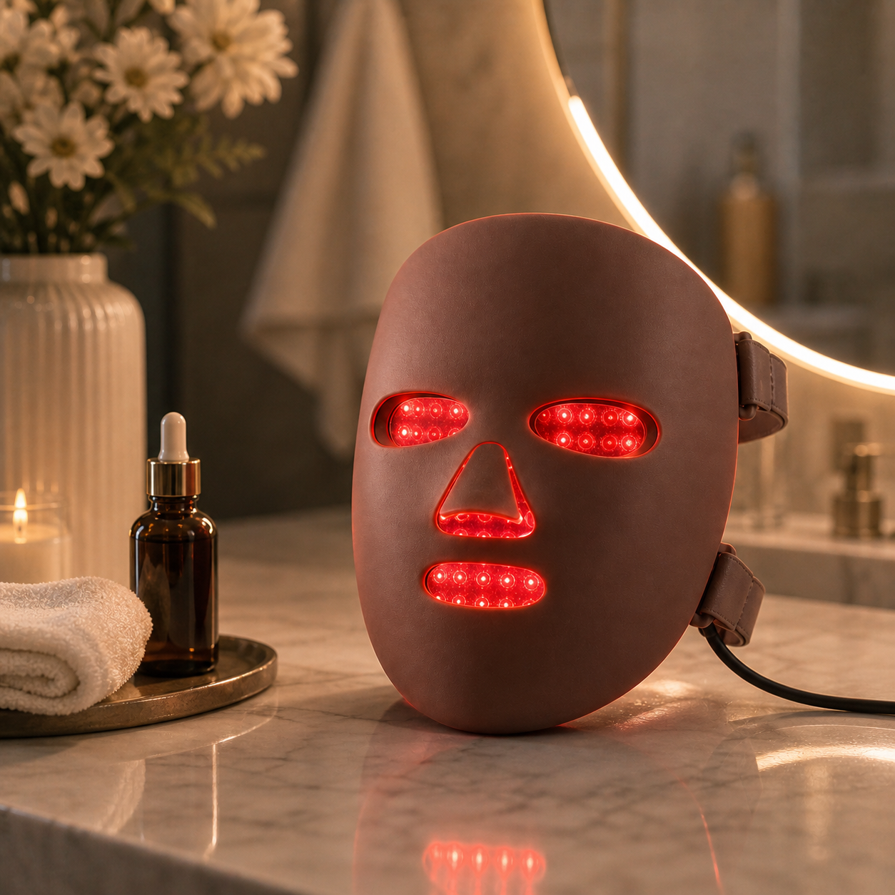 Handled 3D Silicone Face LED Mask - Salon Level Skin Therapy From Home