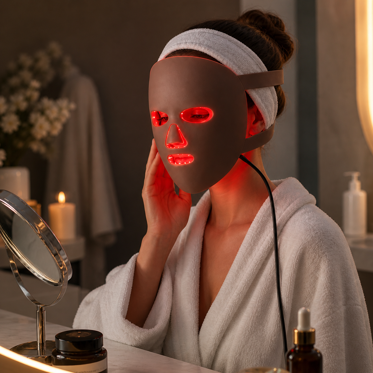Handled 3D Silicone Face LED Mask - Salon Level Skin Therapy From Home