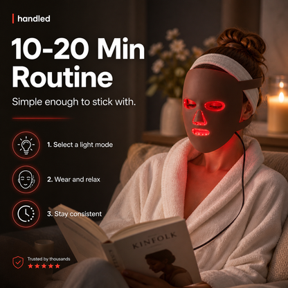 Handled 3D Silicone Face LED Mask - Salon Level Skin Therapy From Home