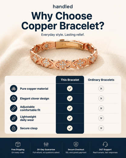 Handled Copper Bracelet - Wear Daily Comfort Move With Confidence.