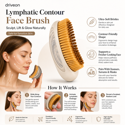 Handled Lymphatic Contour Face Brush - Sculpt, Lift & Glow Naturally
