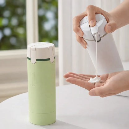 Handled Portable Travel Dispenser - Carry 4 Essentials in One Compac Bottle