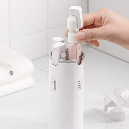 Handled Portable Travel Dispenser - Carry 4 Essentials in One Compac Bottle
