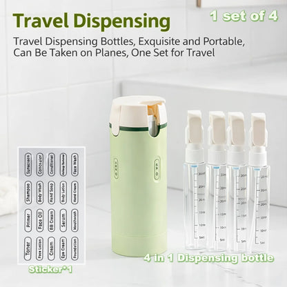Handled Portable Travel Dispenser - Carry 4 Essentials in One Compac Bottle