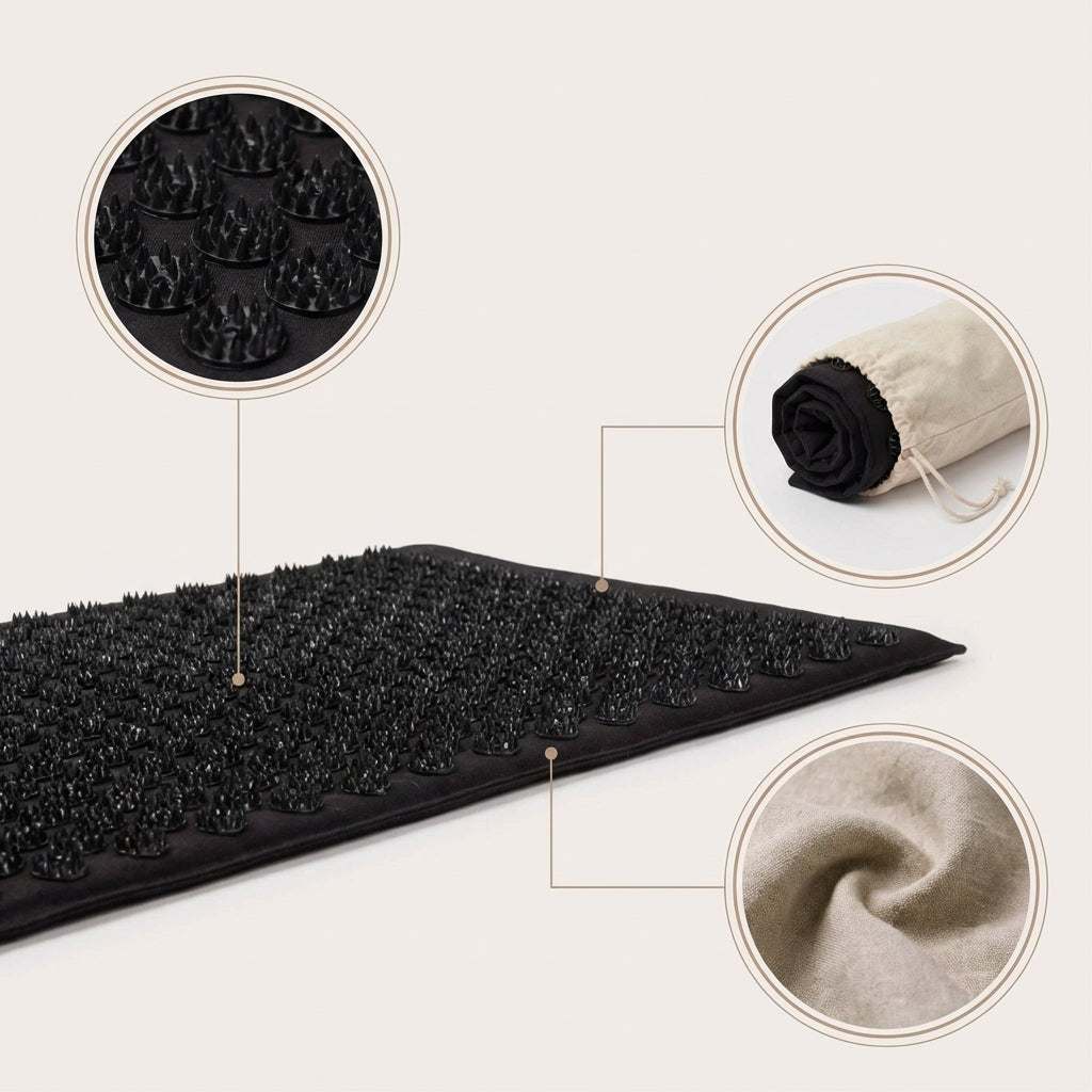 Handled acupressure-mat features