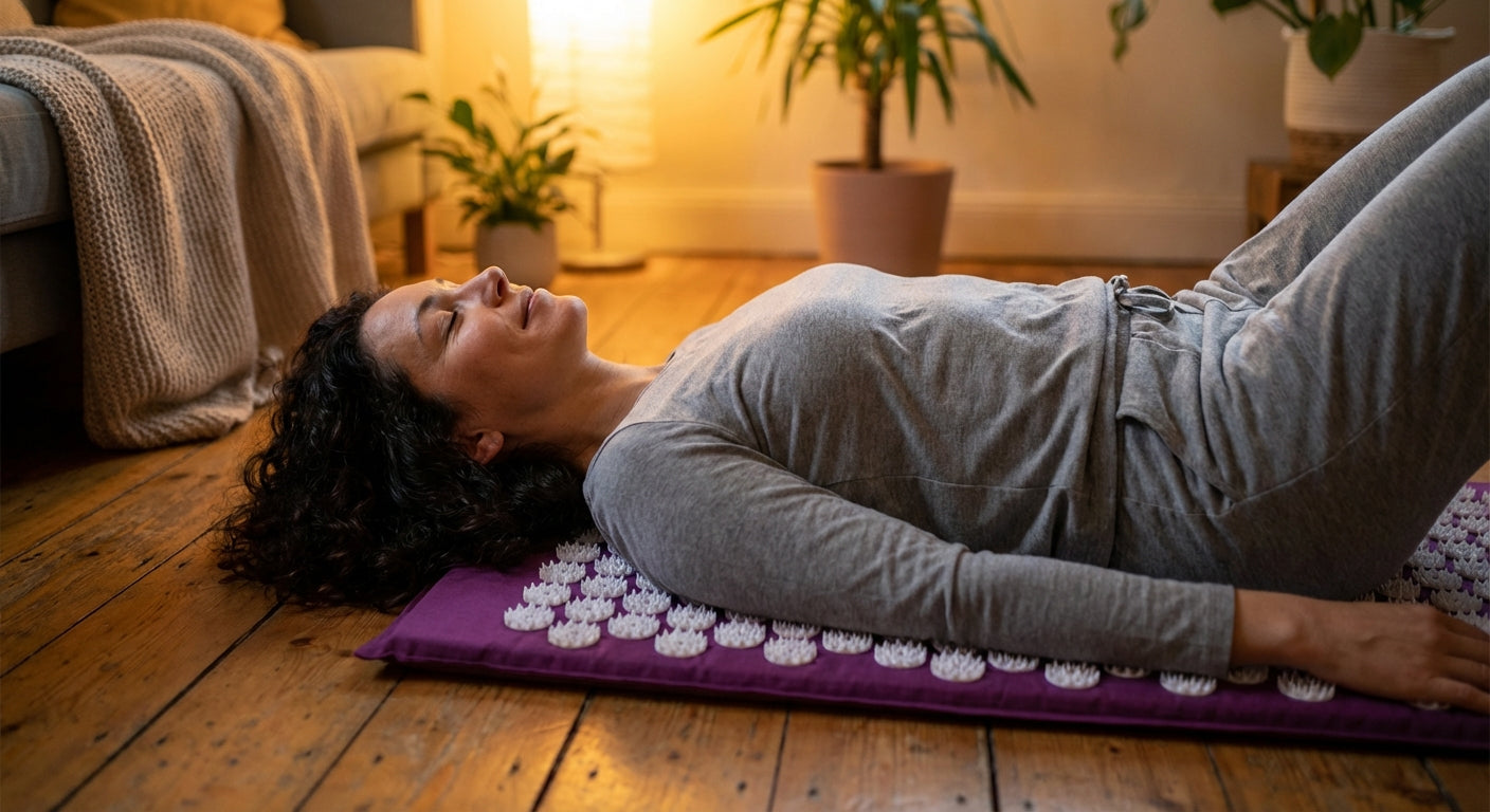 Handled acupressure-mat value-prop